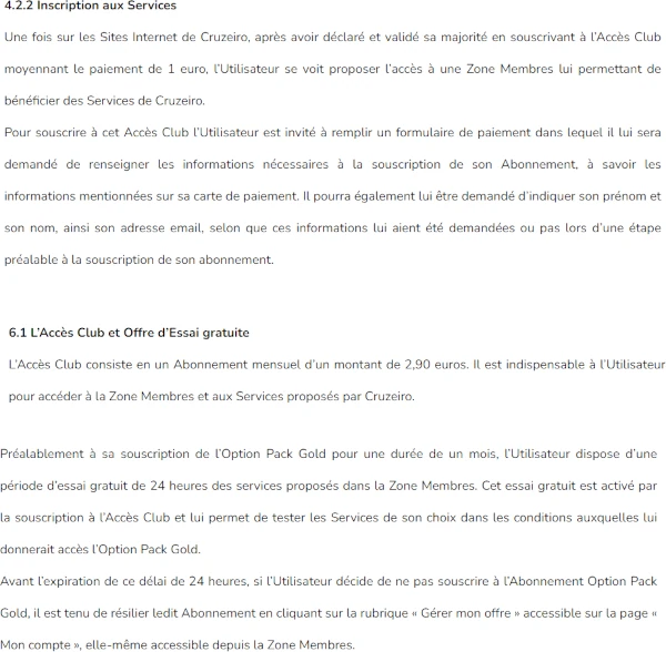 exemple d'abonnement caché dans les conditions générales de ventes